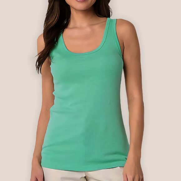 ST. JOHN'S BAY Scoop Neck Cotton Essential Tank Top Blouse Shirt in Mint Green - Picture 1 of 3